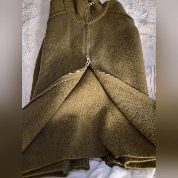 Zippered Mock Neck Cardigan ▪︎ Army Green ▪︎ LG - Picture 15 of 16